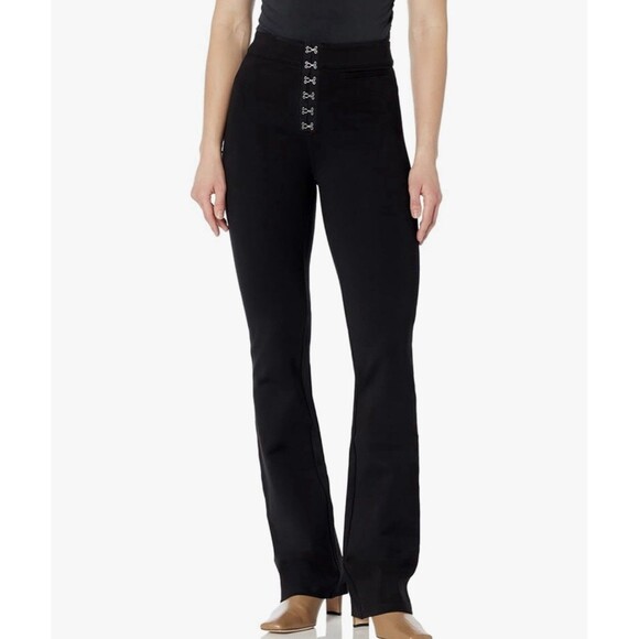 PAIGE Miriel Pants Black Exposed Hook & Eye Closure Boot Cut Women's‎ 27 NWOT - Picture 1 of 9